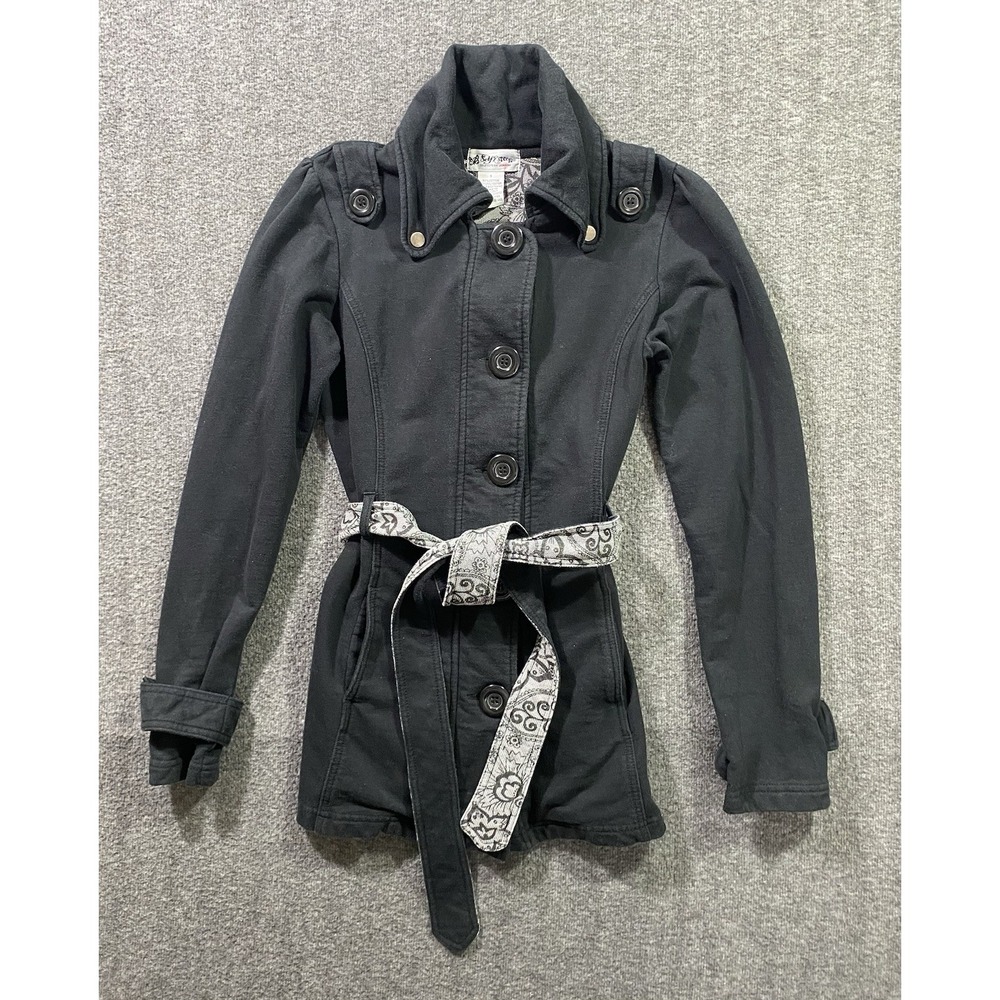 Self Esteem Junior Women Button Up Jacket High Collar Belted Cotton Size S